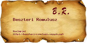 Beszteri Romulusz névjegykártya